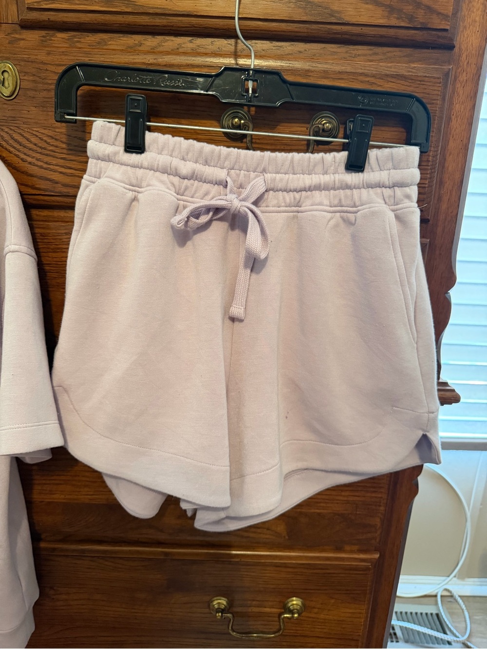 Athleisure Lilac Short-Sleeve Sweatshirt & Drawstring Shorts Set - Picture 5 of 7